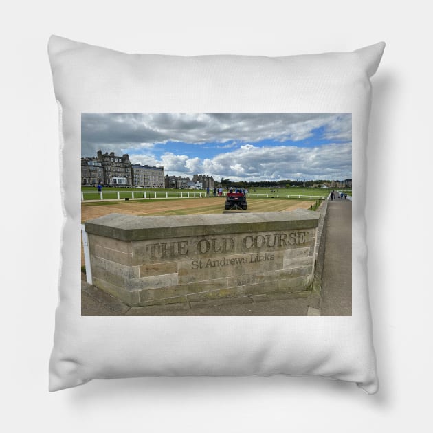 the Old Course, St Andrews , Fife Scotland Pillow by goldyart