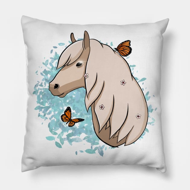 Spring Horse Pillow by MerchBeastStudio