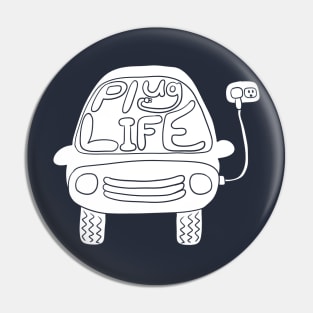 Plug Life White Electric Car Graphic Pin