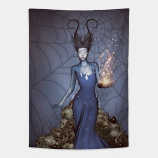 Wonderful dark fairy with skulls Tapestry