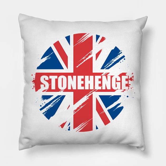 Stonehenge British Flag England UK Britain Union Jack Pillow by Jas-Kei Designs