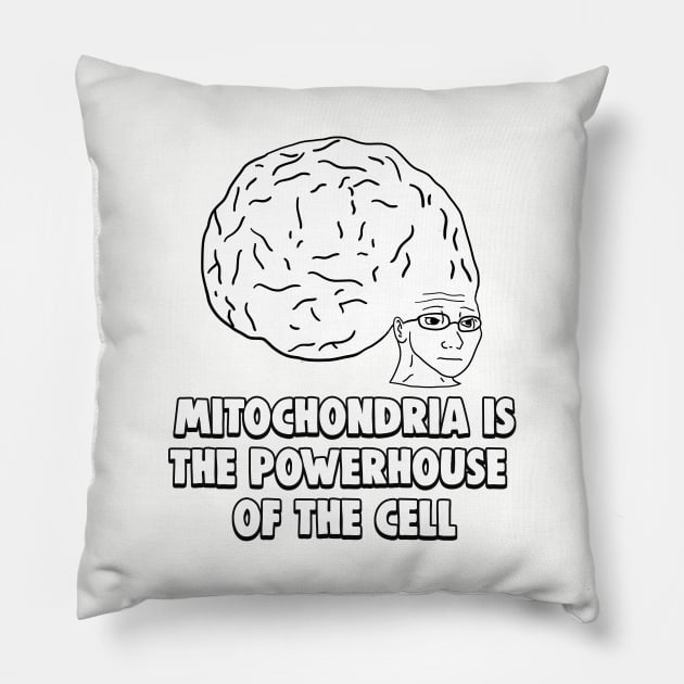 Mitochondria is the Powerhouse of the Cell Big Brain Time Meme Pillow by Barnyardy