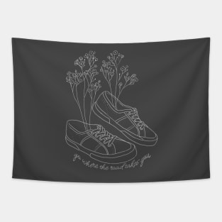 Shoes art with flowers white Tapestry