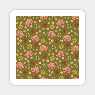 Vintage Floral Colorful Garden Botanicals Magnet