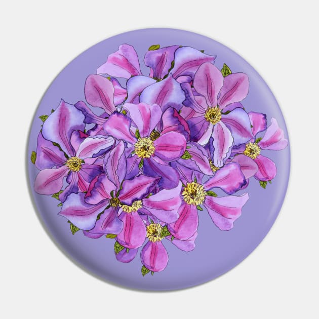 Clematis Flower Pin by Kirsty Topps