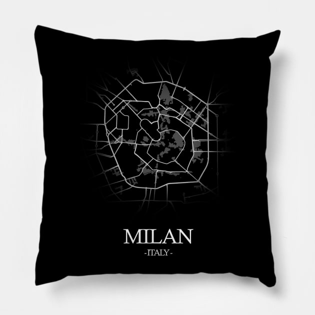 Milan City Map - Italy Cartography Pillow by SPAZE