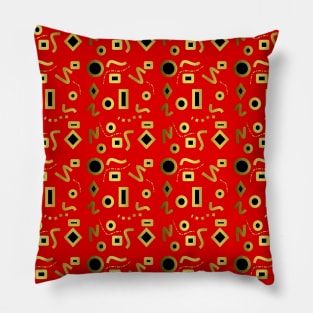 RED And Gold Geometric Shapes Pillow