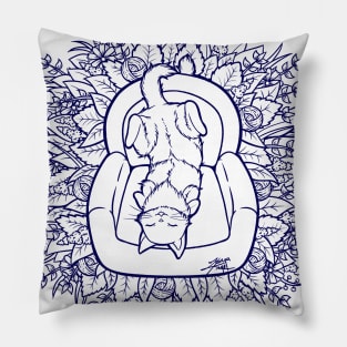 Cute Couch Potato Cat Illustration Pillow