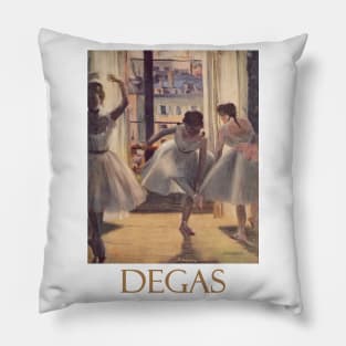 Three Dancers in an Exercise Hall by Edgar Degas Pillow