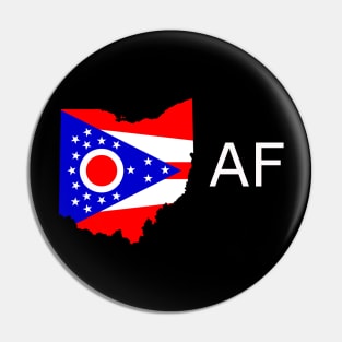 Ohio Flag State Outline AF (white) Pin