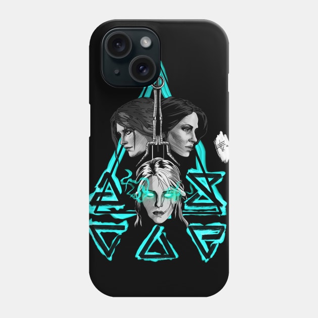 Geralt’s Girls BW Glow Phone Case by Wayofthepencil