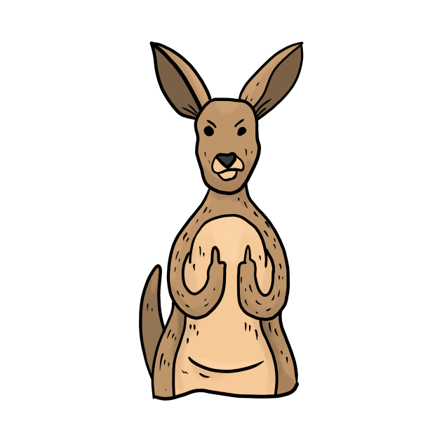 Grumpy Kangaroo Holding Middle finger funny gift by Mesyo