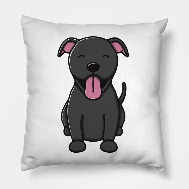 Cute Blue Pitbull Pillow by Luna Illustration