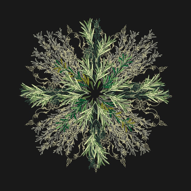 Mandala of Rosemary plant, herbal talisman by ariverde