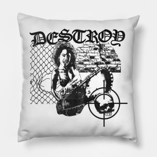 Destroy - Hardcore Punk Design - White Pillow