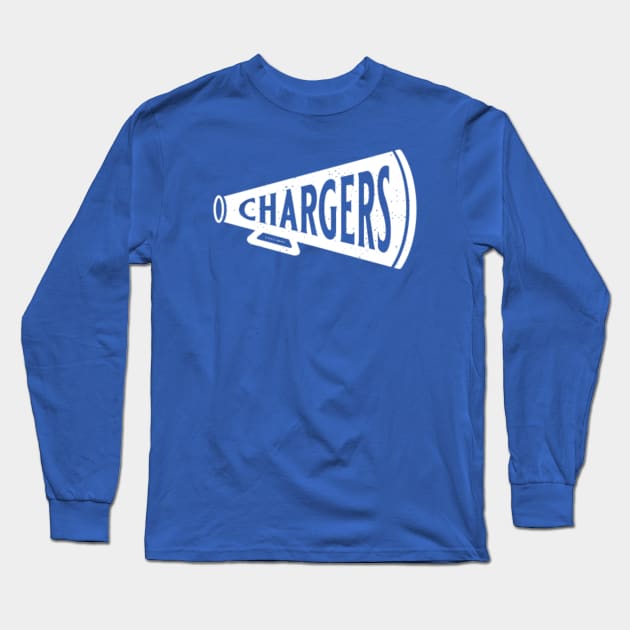 deadmansupplyco Vintage Megaphone - Los Angeles Chargers (White Chargers Wordmark) Long Sleeve T-Shirt