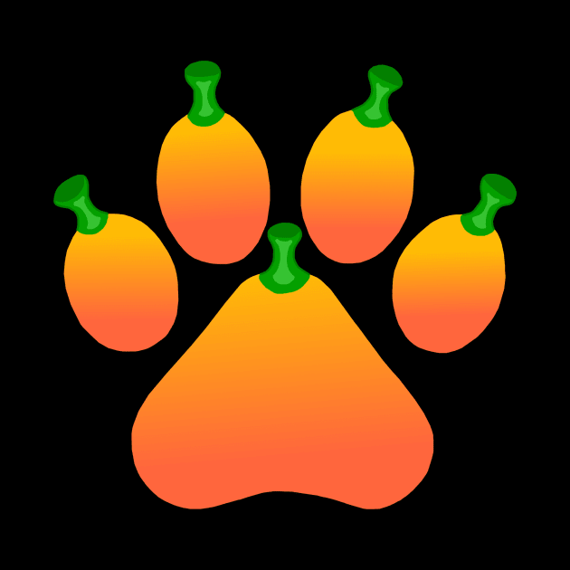 Orange Halloween Pet Pumpkin Paw by Art by Deborah Camp