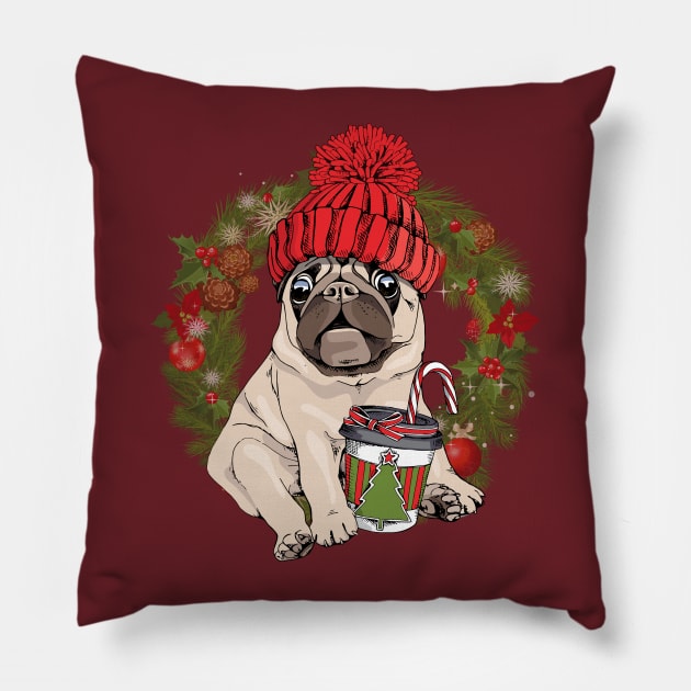 Fun Xmas Pug Pillow by DogsandCats