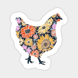 Deborah the Floral Chicken Magnet