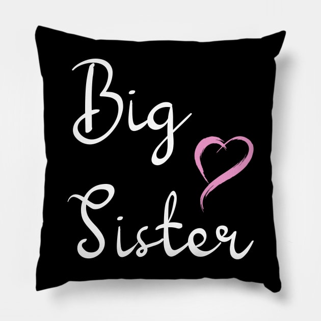 Big Sister T-Shirts: Announce Your Big Sis Status! Perfect for Everyday Wear, Available in Sizes from Toddler to Big Girl. Get Promoted to Big Sis with Style! Pillow by Tokoku Design