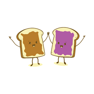 Kawaii cute Peanut Butter & Jelly are friends cartoon graphics T-Shirt