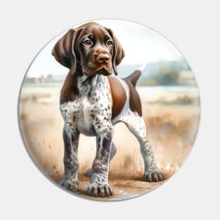 Watercolor German Shorthaired Pointer Puppies - Cute Puppy Pin