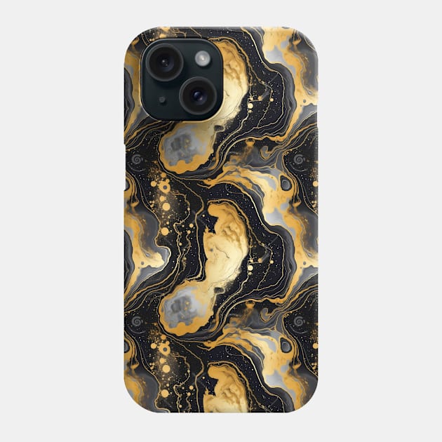 Black and Gold Liquid Marble Texture Phone Case by AestheticsArt81