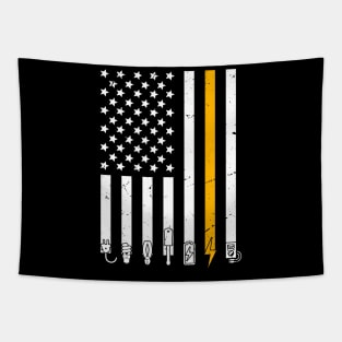 Electrician USA American Flag Tools for Electricians Lineman Tapestry