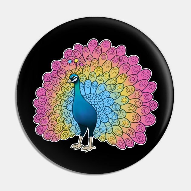 Pansexual Pride Peacock Pin by celestialuka