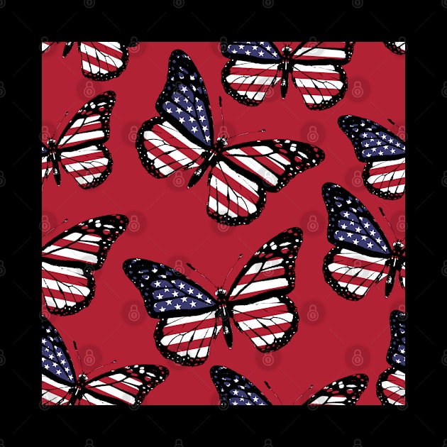 United States Flag Butterfly Seamless Pattern by Mochabonk