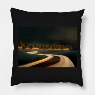 Ocean Ride On A Broken Road To Fantasy Island / Abstract And Surreal Unwind Art Pillow