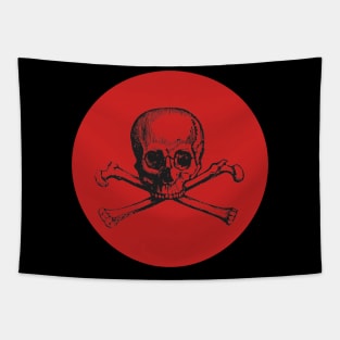 Skull and Crossbones Black & Red Tapestry