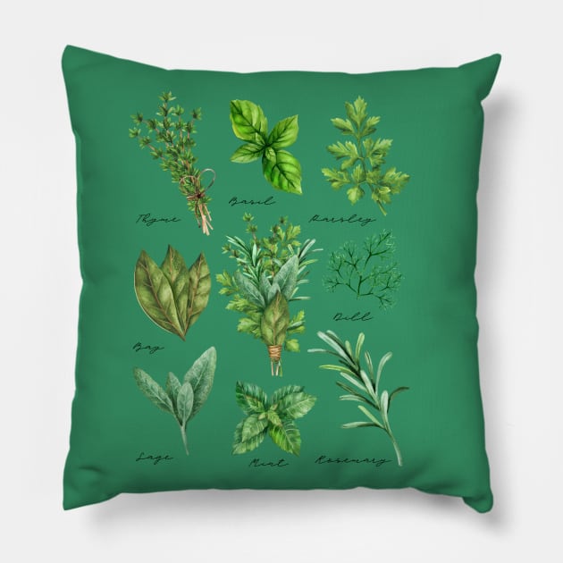Edible Herbs Pillow by HappyPeeps