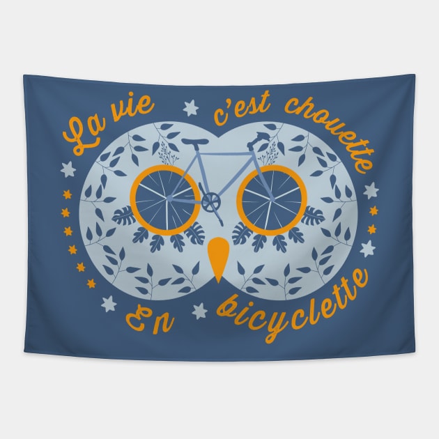 La vie c’est chouette en bicyclette Tapestry by Mimie20