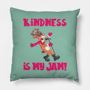 Kindness is My Jam with Christmas Reindeer Singing Pillow