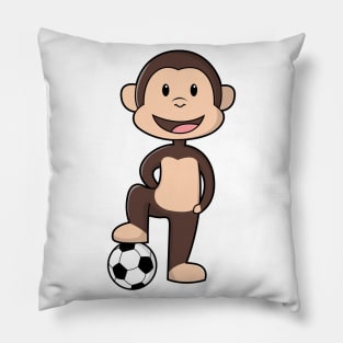 Monkey as Soccer player with Soccer ball Pillow