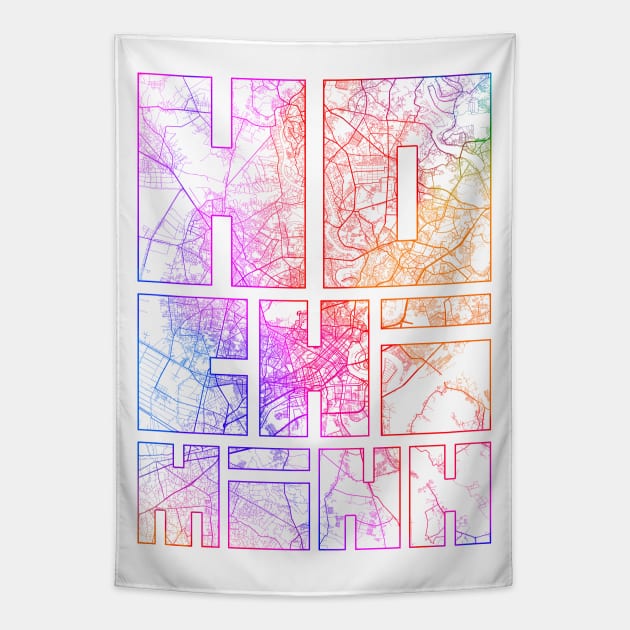 Ho Chi Minh, Vietnam City Map Typography - Colorful Tapestry by deMAP Studio