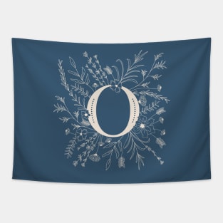 Botanical Letter O (Lake Blue) Tapestry