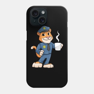 Tiger as Police officer with Police hat and Drink Phone Case