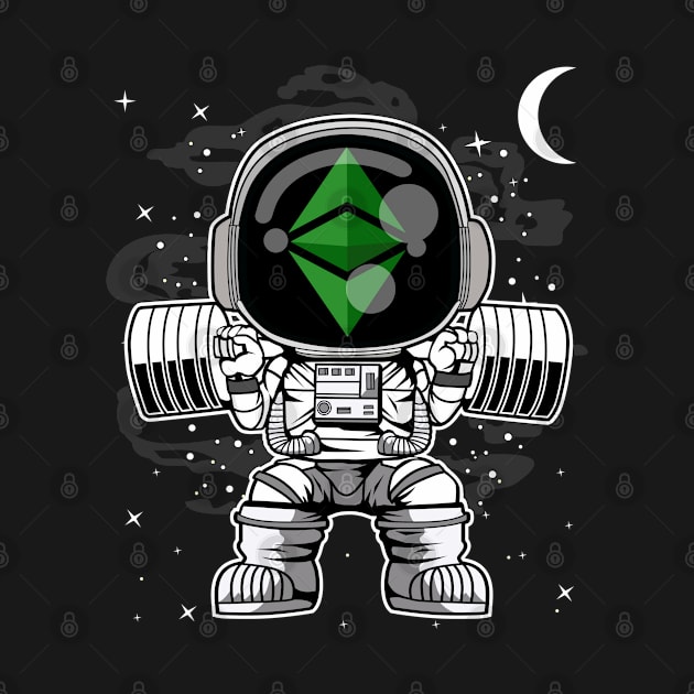 Astronaut Lifting Ethereum Classic ETH Coin To The Moon Crypto Token Cryptocurrency Blockchain Wallet Birthday Gift For Men Women Kids by Thingking About
