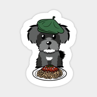 Dog eating Spaghetti - Miniature Schnauzer Magnet