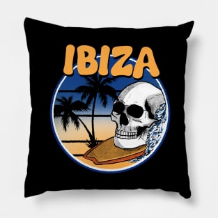 Ibiza Summer Surf Skull Pillow