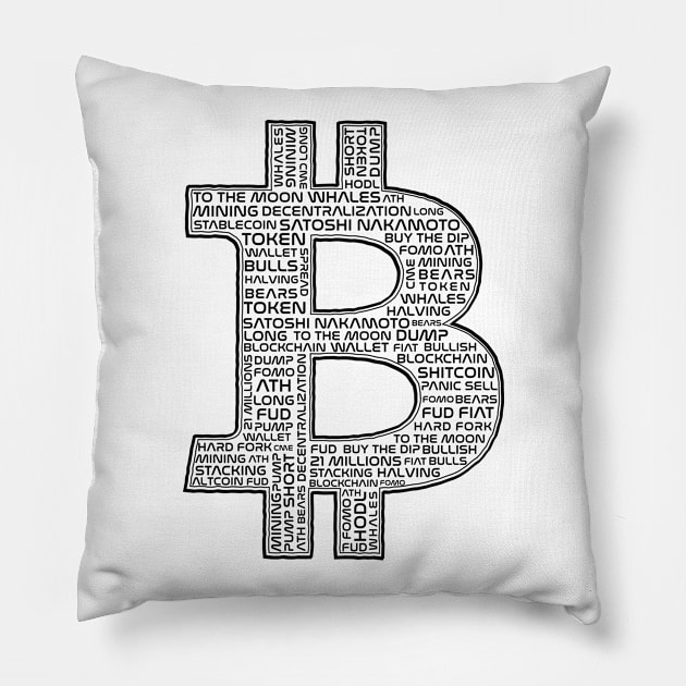 Bitcoin with crypto words Pillow by My Crypto Design