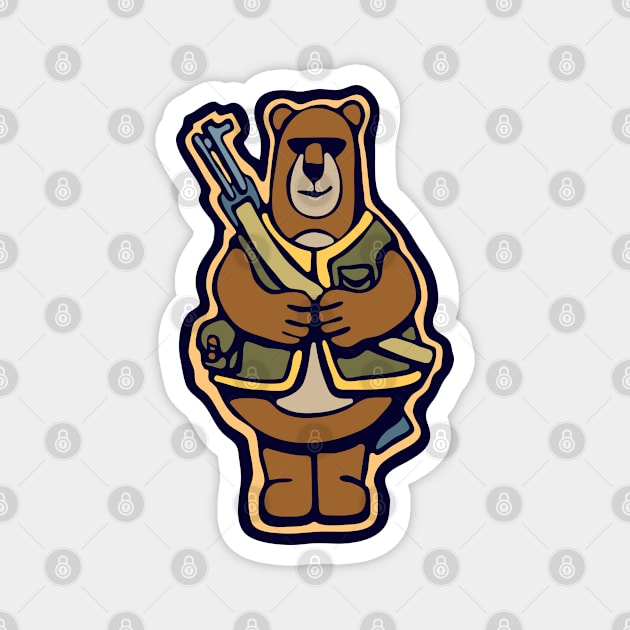 Bear Hunter Magnet by Cofefe Studio