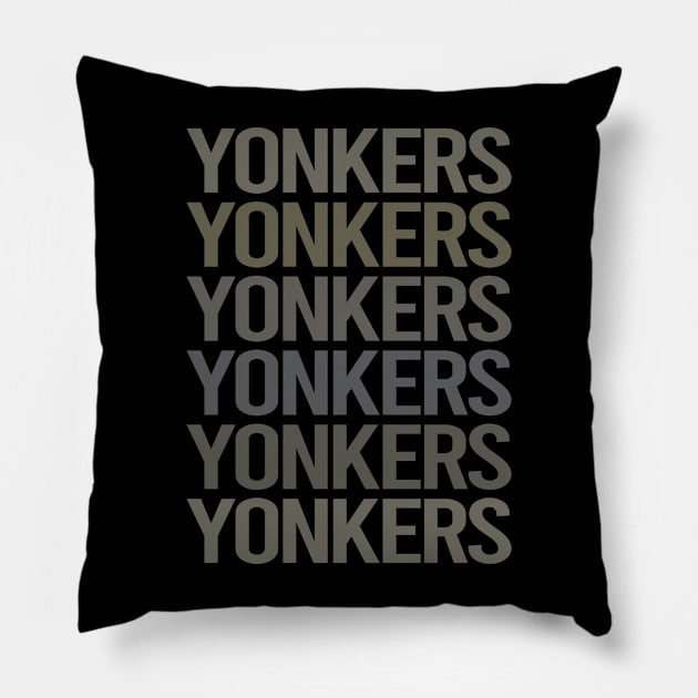 Gray Text Art Yonkers Pillow by flaskoverhand