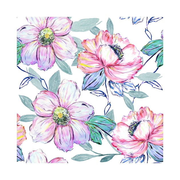 Romantic watercolor flowers hand paint design by InovArtS