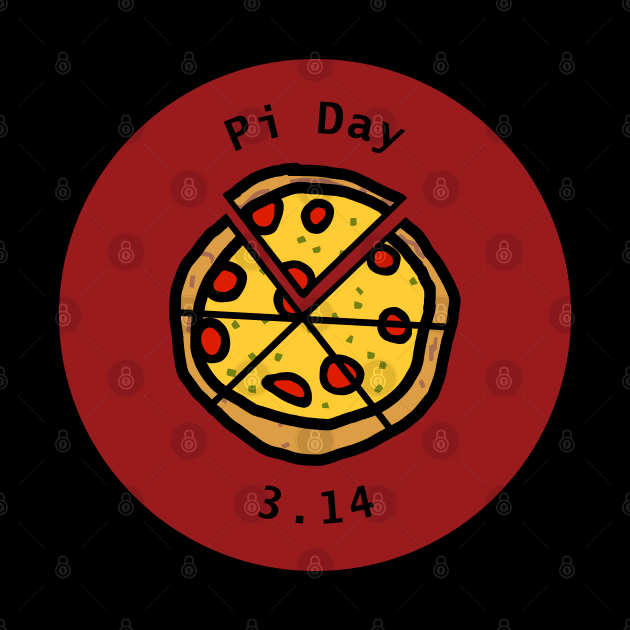 Pizza Pi Day on Red by ellenhenryart