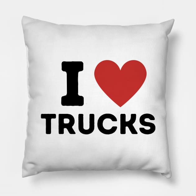 I Love Trucks Simple Heart Design Pillow by Word Minimalism