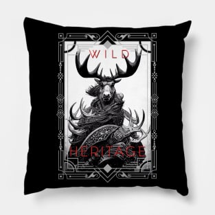 Moose Forest Wild Nature Illustration Line Epic Illustration Line Art Pillow