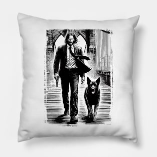 John Wick-Bridge-Vintage-Retro Pillow